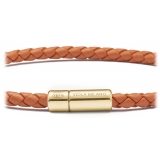 Viola Milano - Bracciale in Pelle Italiana a Giro Singolo - Polo Marrone - Handmade in Italy - Luxury Exclusive Collection
