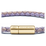 Viola Milano - Bracciale in Pelle Italiana a Giro Singolo - Mix Viola - Handmade in Italy - Luxury Exclusive Collection