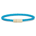 Viola Milano - Bracciale in Pelle Italiana a Giro Singolo - Cielo Azzurro - Handmade in Italy - Luxury Exclusive Collection