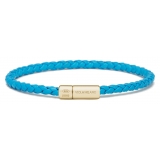 Viola Milano - Bracciale in Pelle Italiana a Giro Singolo - Cielo Azzurro - Handmade in Italy - Luxury Exclusive Collection