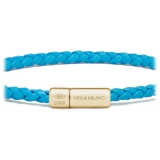 Viola Milano - Bracciale in Pelle Italiana a Giro Singolo - Cielo Azzurro - Handmade in Italy - Luxury Exclusive Collection
