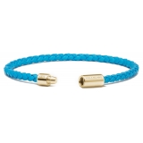 Viola Milano - Bracciale in Pelle Italiana a Giro Singolo - Cielo Azzurro - Handmade in Italy - Luxury Exclusive Collection