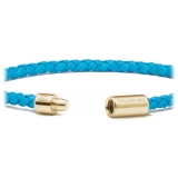 Viola Milano - Bracciale in Pelle Italiana a Giro Singolo - Cielo Azzurro - Handmade in Italy - Luxury Exclusive Collection