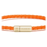 Viola Milano - Single Wrap Italian Leather Bracelet - Orange - Handmade in Italy - Luxury Exclusive Collection