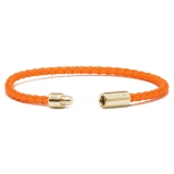 Viola Milano - Single Wrap Italian Leather Bracelet - Orange - Handmade in Italy - Luxury Exclusive Collection