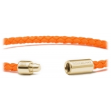 Viola Milano - Single Wrap Italian Leather Bracelet - Orange - Handmade in Italy - Luxury Exclusive Collection
