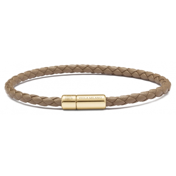 Viola Milano - Bracciale in Pelle Italiana a Giro Singolo - Talpa - Handmade in Italy - Luxury Exclusive Collection