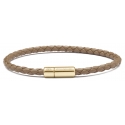 Viola Milano - Single Wrap Italian Leather Bracelet - Taupe - Handmade in Italy - Luxury Exclusive Collection