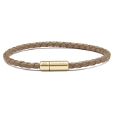 Viola Milano - Single Wrap Italian Leather Bracelet - Taupe - Handmade in Italy - Luxury Exclusive Collection