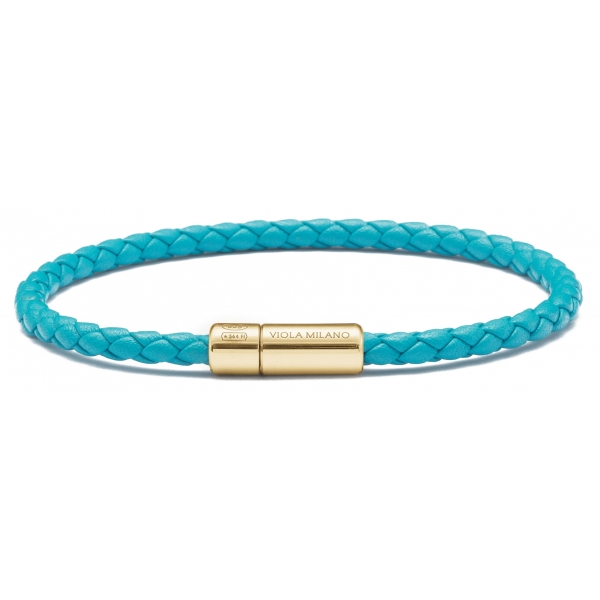 Viola Milano - Single Wrap Italian Leather Bracelet - Turquoise - Handmade in Italy - Luxury Exclusive Collection
