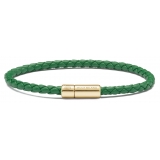 Viola Milano - Bracciale in Pelle Italiana a Giro Singolo - Verde - Handmade in Italy - Luxury Exclusive Collection
