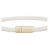 Viola Milano - Bracciale in Pelle Italiana a Giro Singolo - Bianco - Handmade in Italy - Luxury Exclusive Collection