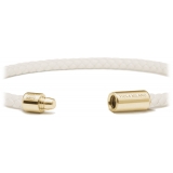Viola Milano - Bracciale in Pelle Italiana a Giro Singolo - Bianco - Handmade in Italy - Luxury Exclusive Collection