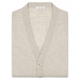 Viola Milano - Cardigan Senza Maniche in 100% Lana d'Agnello - Beige - Handmade in Italy - Luxury Exclusive Collection