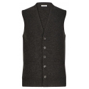 Viola Milano - Cardigan Senza Maniche 100% Lana d'Agnello - Grigio Antracite - Handmade in Italy - Luxury Exclusive Collection