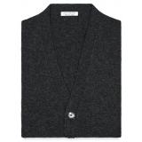 Viola Milano - Cardigan Senza Maniche 100% Lana d'Agnello - Grigio Antracite - Handmade in Italy - Luxury Exclusive Collection