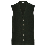 Viola Milano - Cardigan Senza Maniche in 100% Lana d'Agnello - Foresta - Handmade in Italy - Luxury Exclusive Collection