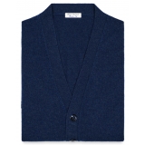 Viola Milano - Cardigan Senza Maniche in 100% Lana d'Agnello - Navy - Handmade in Italy - Luxury Exclusive Collection