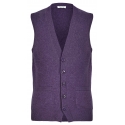 Viola Milano - Cardigan Senza Maniche in 100% Lana d'Agnello - Viola - Handmade in Italy - Luxury Exclusive Collection