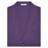 Viola Milano - Cardigan Senza Maniche in 100% Lana d'Agnello - Viola - Handmade in Italy - Luxury Exclusive Collection