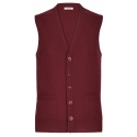 Viola Milano - Cardigan Senza Maniche in 100% Lana d'Agnello - Bordeaux - Handmade in Italy - Luxury Exclusive Collection