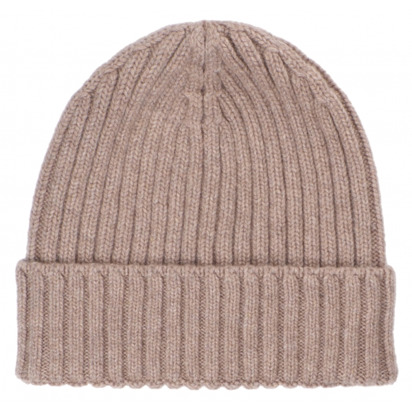 Viola Milano - Berretto in Cashmere 100% - Sabbia - Handmade in Italy - Luxury Exclusive Collection
