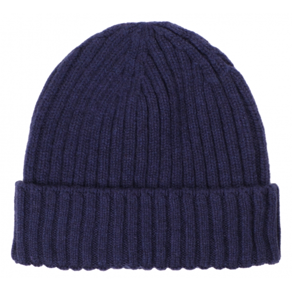 Viola Milano - Berretto in Cashmere 100% - Blu - Handmade in Italy - Luxury Exclusive Collection