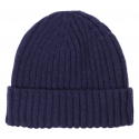 Viola Milano - Berretto in Cashmere 100% - Blu - Handmade in Italy - Luxury Exclusive Collection