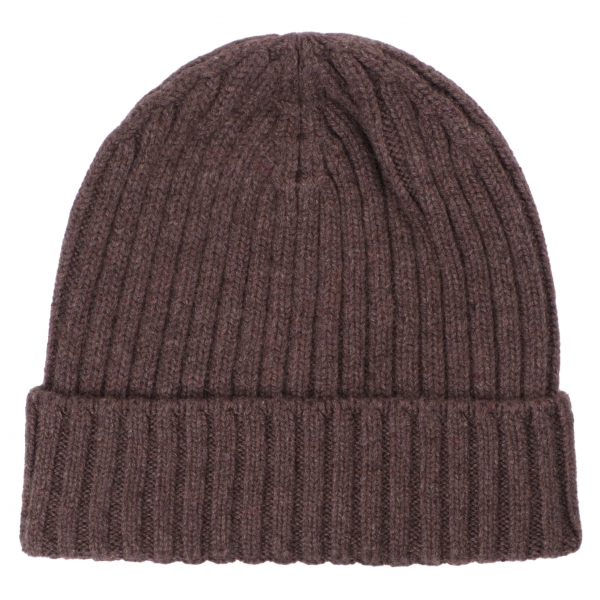 Viola Milano - Berretto in Cashmere 100% - Marrone Caffè - Handmade in Italy - Luxury Exclusive Collection