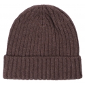 Viola Milano - Solid 100% Cashmere Beanie - Coffee Brown - Handmade in Italy - Luxury Exclusive Collection