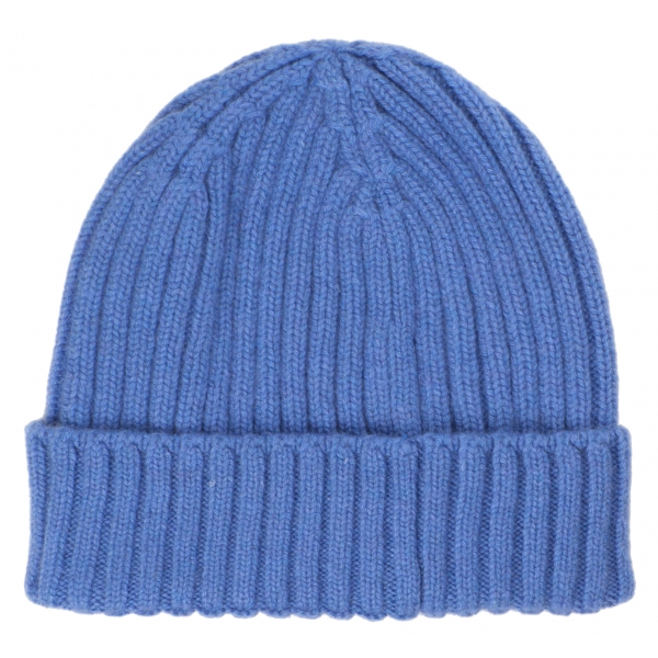 Viola Milano - Berretto in Cashmere 100% - Mare Blu - Handmade in Italy - Luxury Exclusive Collection