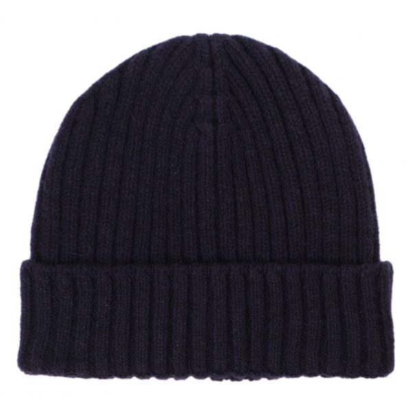 Viola Milano - Berretto in Cashmere 100% - Navy - Handmade in Italy - Luxury Exclusive Collection
