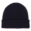 Viola Milano - Berretto in Cashmere 100% - Navy - Handmade in Italy - Luxury Exclusive Collection