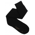 Viola Milano - Calzini Sopra il Polpaccio in 100% Cashmere - Nero - Handmade in Italy - Luxury Exclusive Collection