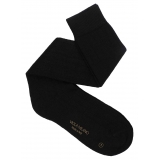 Viola Milano - Calzini Sopra il Polpaccio in 100% Cashmere - Nero - Handmade in Italy - Luxury Exclusive Collection