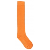 Viola Milano - Solid 100% Cashmere Over-The-Calf Socks - Orange - Handmade in Italy - Luxury Exclusive Collection