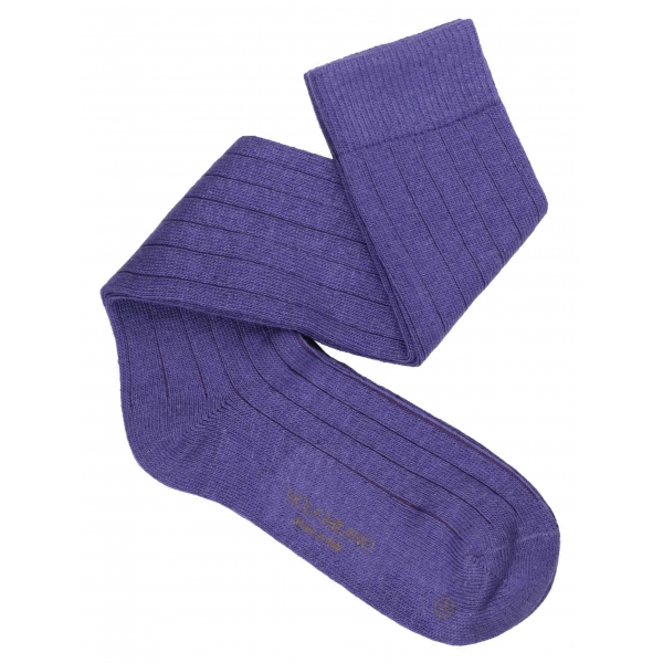 Viola Milano - Calzini Sopra il Polpaccio in 100% Cashmere - Viola - Handmade in Italy - Luxury Exclusive Collection
