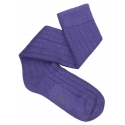 Viola Milano - Calzini Sopra il Polpaccio in 100% Cashmere - Viola - Handmade in Italy - Luxury Exclusive Collection