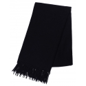 Viola Milano - Sciarpa in 100% Lana Pettinata - Navy - Handmade in Italy - Luxury Exclusive Collection