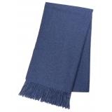 Viola Milano - Solid 100% Worsted Wool Scarf - Sea - Handmade in Italy - Luxury Exclusive Collection