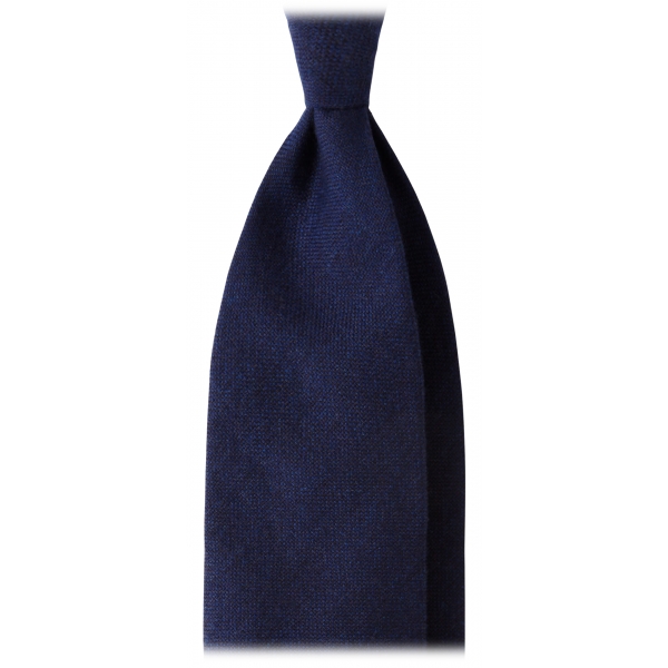 Viola Milano - Solid 3-Fold Handrolled 100% Cashmere Tie - Navy - Handmade in Italy - Luxury Exclusive Collection