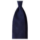 Viola Milano - Solid 3-Fold Handrolled 100% Cashmere Tie - Navy - Handmade in Italy - Luxury Exclusive Collection