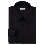 Viola Milano - Solid Linen Button-Down Collar Shirt - Midnight Navy - Handmade in Italy - Luxury Exclusive Collection