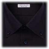 Viola Milano - Solid Linen Button-Down Collar Shirt - Midnight Navy - Handmade in Italy - Luxury Exclusive Collection