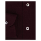 Viola Milano - Solid Cotton Stretch Cut-Away Collar Dress Shirt - Bordeaux - Handmade in Italy - Luxury Exclusive Collection