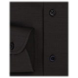 Viola Milano - Solid Cotton Stretch Cut-Away Collar Dress Shirt - Forest - Handmade in Italy - Luxury Exclusive Collection