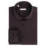 Viola Milano - Solid Cotton Stretch Cut-Away Collar Dress Shirt - Grey - Handmade in Italy - Luxury Exclusive Collection