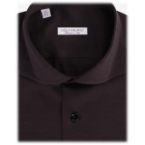 Viola Milano - Solid Cotton Stretch Cut-Away Collar Dress Shirt - Grey - Handmade in Italy - Luxury Exclusive Collection