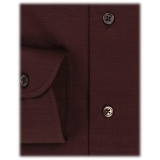 Viola Milano - Solid Cotton Stretch Cut-Away Collar Dress Shirt - Brown - Handmade in Italy - Luxury Exclusive Collection