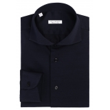 Viola Milano - Solid Cotton Stretch Dress Shirt - Midnight Navy - Handmade in Italy - Luxury Exclusive Collection